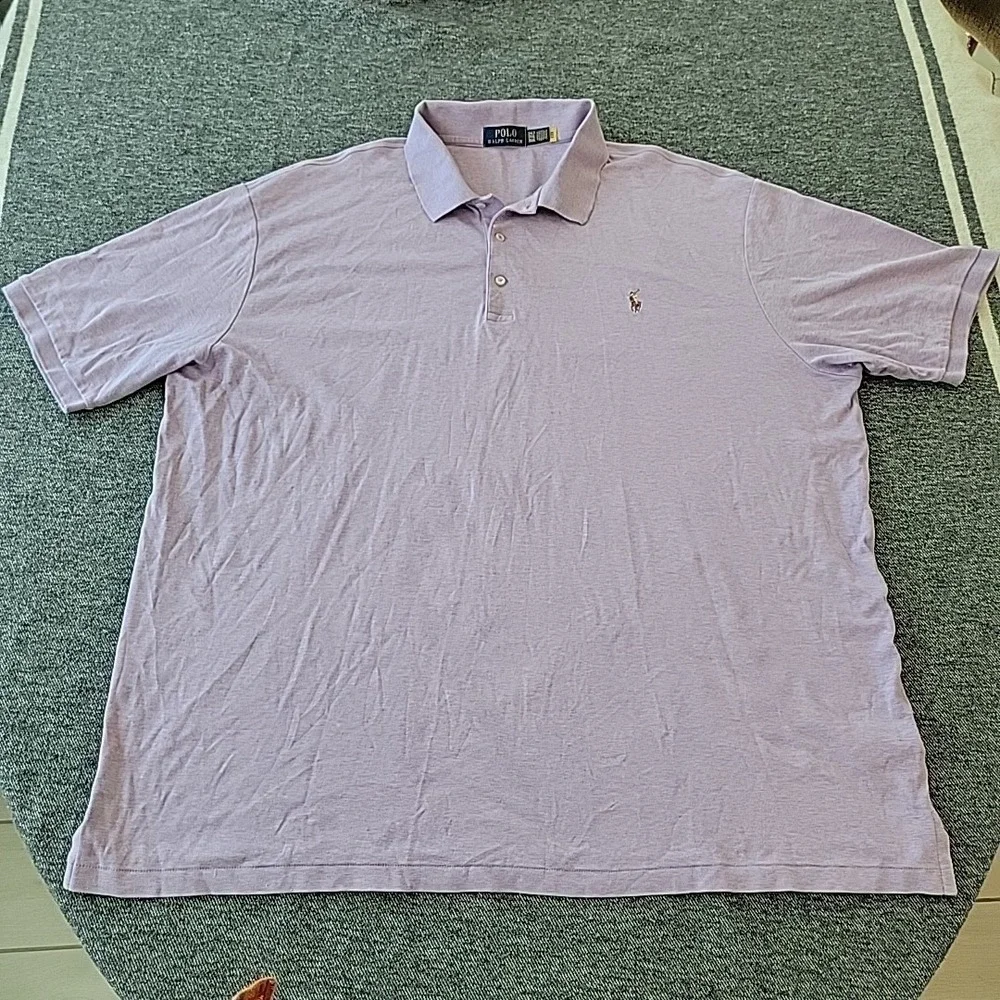 Polo Ralph Lauren Polo‎ Shirt Men's 3XLT Tall Purple Pique Cotton Pony Logo Golf